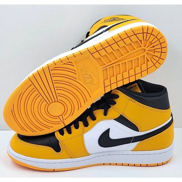 Nike Air Jordan 1 Mid Taxi Black Yellow 554724-701 Men\'s